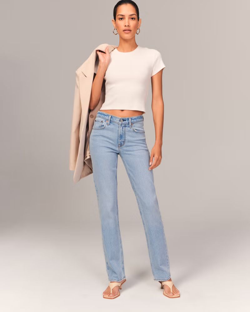 Women's Mid Rise Straight Jean | Women's Clearance | Abercrombie.com | Abercrombie & Fitch (US)