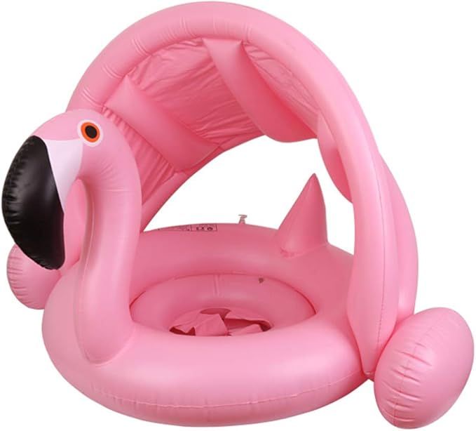 Baby Swimming Pool Floats, Flamingo Baby Swimming Ring with Canopy and Safety Seat - for 3 - 48 M... | Amazon (US)