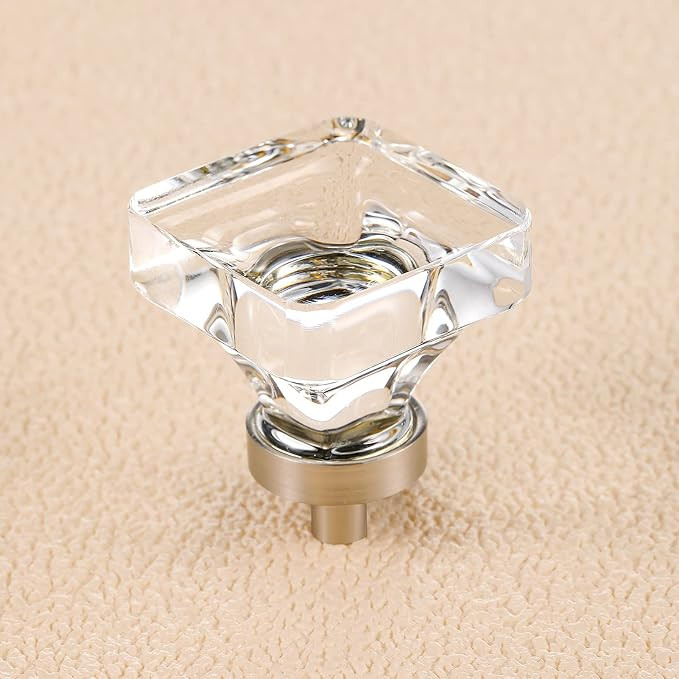 8 Pack Glass Cabinet Knobs, Crystal Knobs for Dresser Drawer, Square Furniture Knobs and Pulls, B... | Amazon (US)