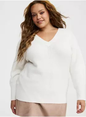 Vegan Cashmere V-Neck Pullover Sweater | Torrid (US & Canada)
