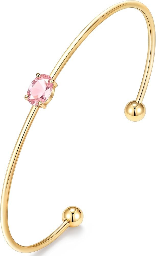 Gold Cuff Bangle for Women, Dainty 14K Gold Plated Bracelet Non Tarnish Waterproof Trendy Simple ... | Amazon (US)