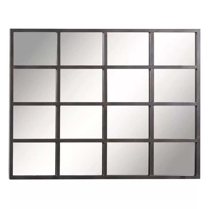 35" x 45" industrial Large Rectangular Metal Window Pane Wall Mirror Black - Olivia & May | Target