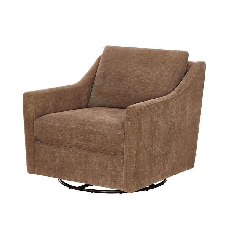 My Texas House Roan Swivel Accent Chair with Jackson Sloped Arms, Brown Fabric | Walmart (US)