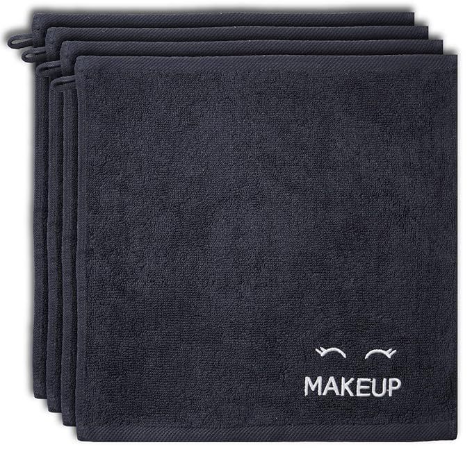 Bleach Safe Black Makeup Towels | Luxury Ultra Soft Cotton Face Washcloths Make up Removal | 4 Pa... | Amazon (US)