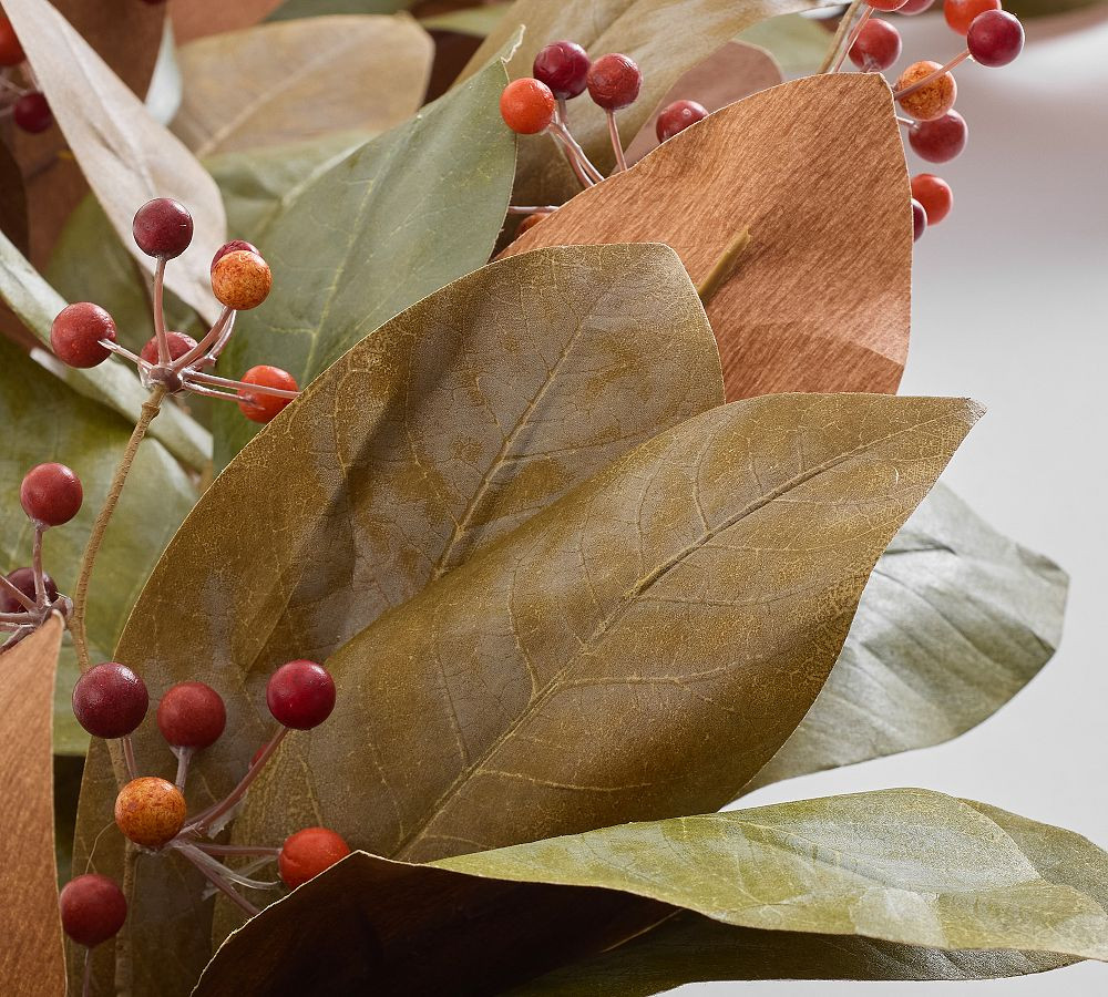 Faux Faded Magnolia and Berry Wreath & Garland | Pottery Barn (US)