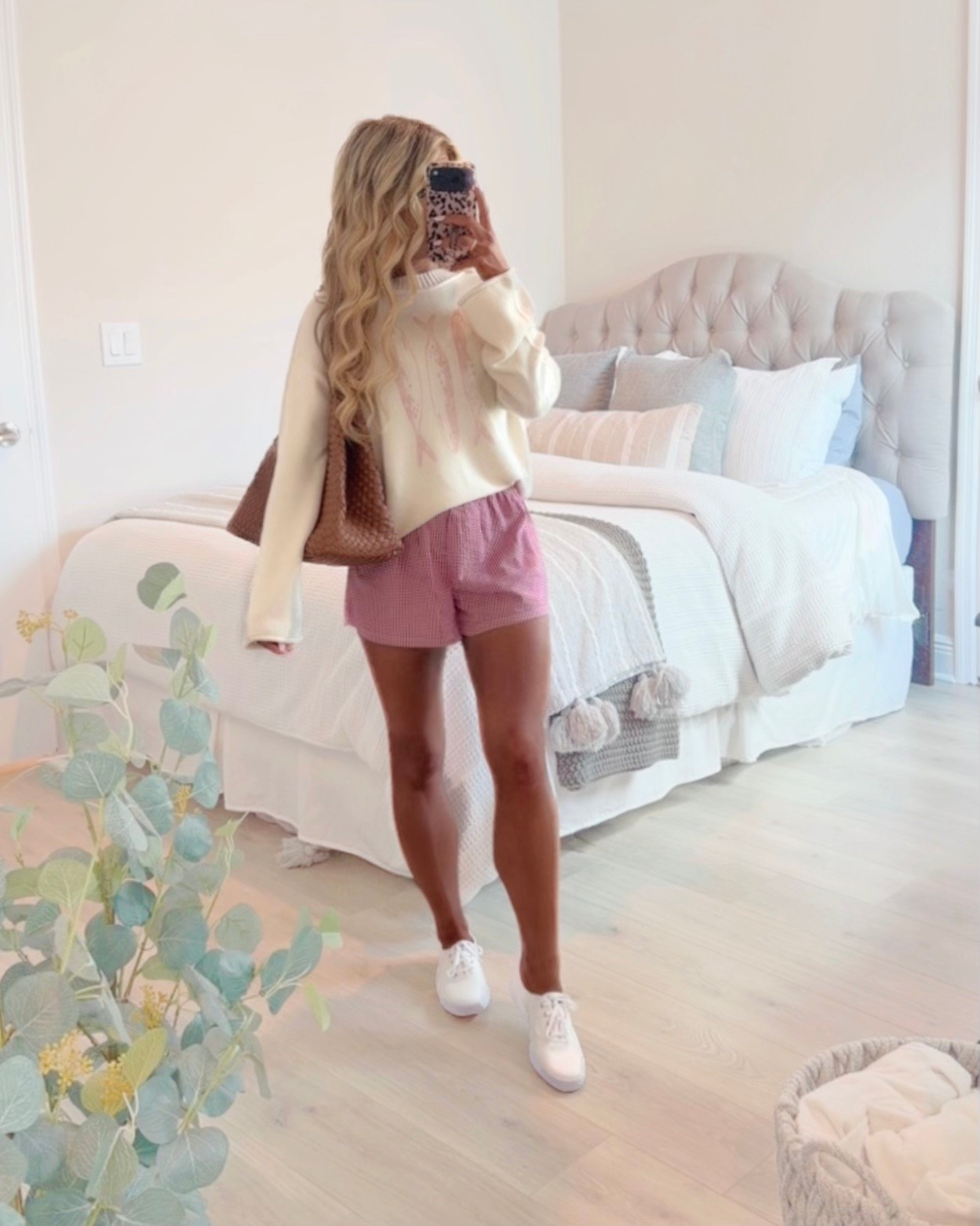 Casual outfit from @Aerie on SALE styled for spring, summer, or vacation! 

Red gingham boxer shorts, sardine sweater, beach outfit, boat outfit, relaxed vacation outfit, casual spring outfit, boxer trend, sardine trend, spring fashion trend 2026, 

#LTKootd #LTKTravel #LTKSaleAlert