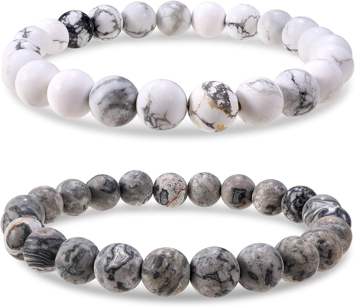 Bivei Natural Gem Semi Precious Reiki Healing Crystals Handmade 8mm Round Beads Stretch Bracelet | Amazon (US)