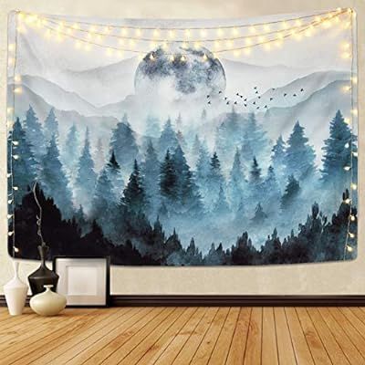 Misty Forest Tapestry Foggy Mountain Tapestry Magical Tree Tapestry Nature Tapestry Woodland Tape... | Amazon (US)