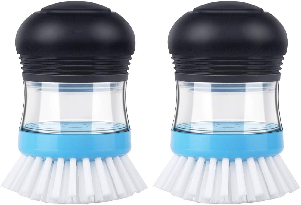 MR.SIGA Soap Dispensing Palm Brush, Kitchen Brush for Dish Pot Pan Sink Cleaning, Pack of 2, Navy... | Amazon (CA)