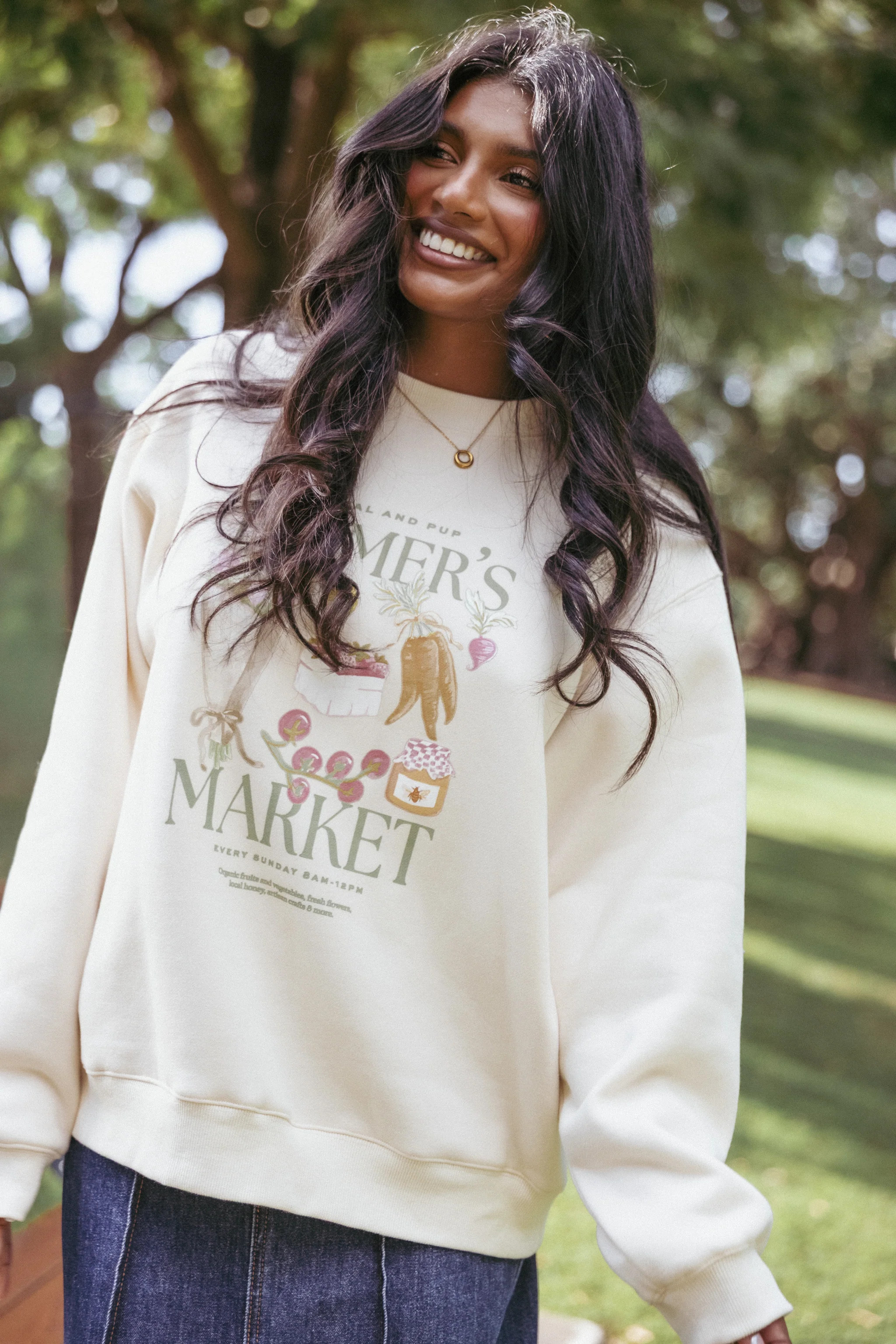 Farmers Market Sweatshirt - Cream | Petal & Pup (US)