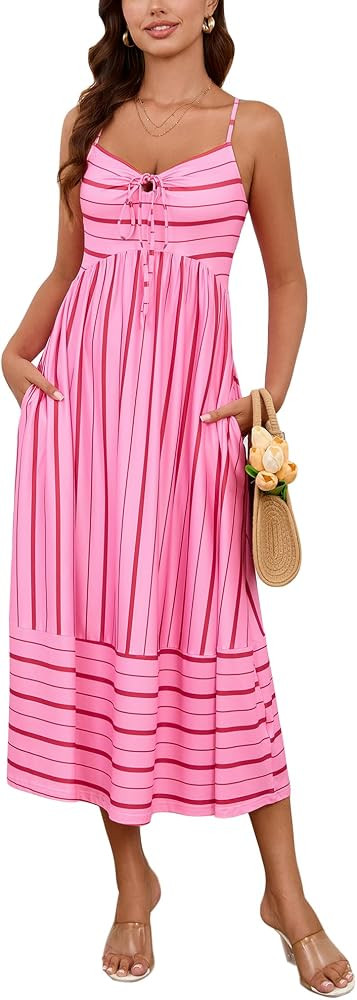 2026 Women Summer Boho Maxi Dresses Vacation Beach with Pockets | Amazon (US)