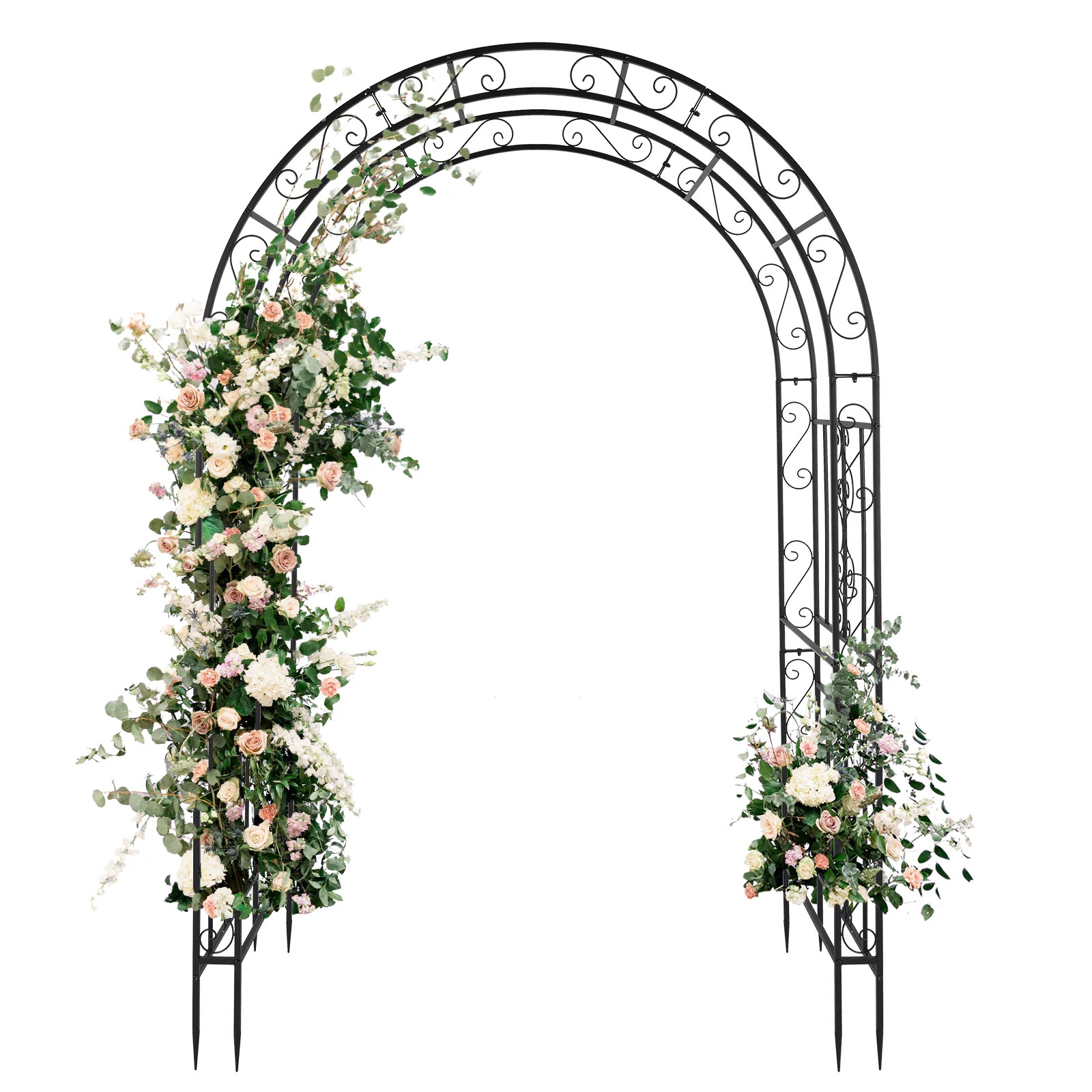 VINGLI 7-FT Garden Arbor Arch/Wedding Arch Archway for Ceremony Party/Durable Steel Trellis for Plant Climbing Black one_size | LS-G57000389 | Lowe's