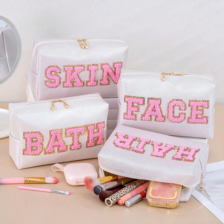 Alphabet Makeup Bag, Travel Toiletry Bag, PU Leather Waterproof Bag, Cute Zipper Storage Bag, Oct... | SHEIN