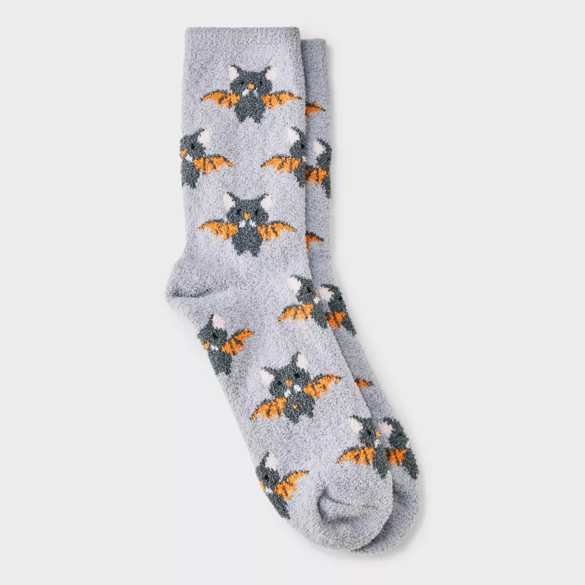 Women's Batcat Halloween Cozy Crew Socks - Hyde and EEK! Boutique™ Gray/Black/Orange 4 - 10 | Target