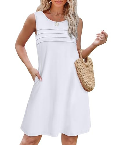 OFEEFAN Wedding Guest Dresses for Women White Dress Women Sundresses Summer 2025 Trendy White S | Amazon (US)