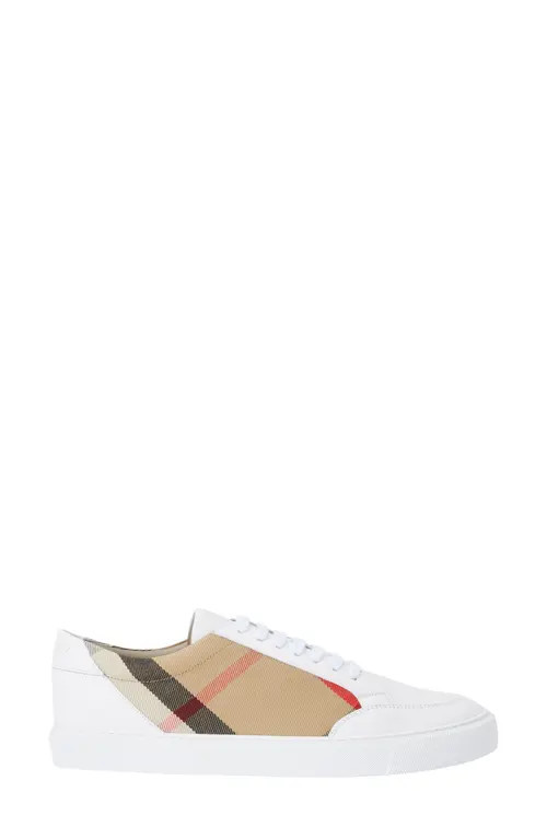 burberry Salmond Check Low Top Sneaker in Optic White at Nordstrom, Size 6.5Us | Nordstrom