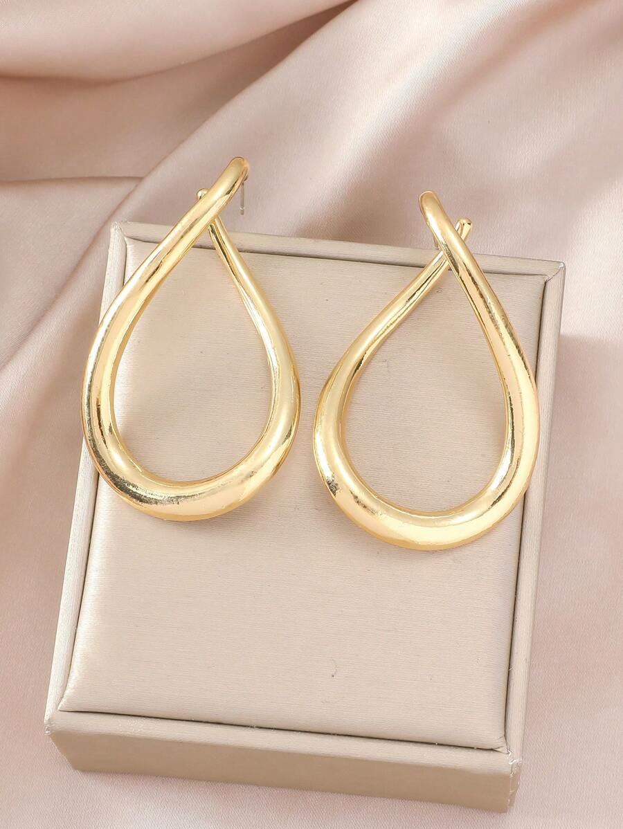 1pair Fashionable Exaggerated Irregular Shaped Metallic Hoop Earrings, Personality Vintage Drop E... | SHEIN