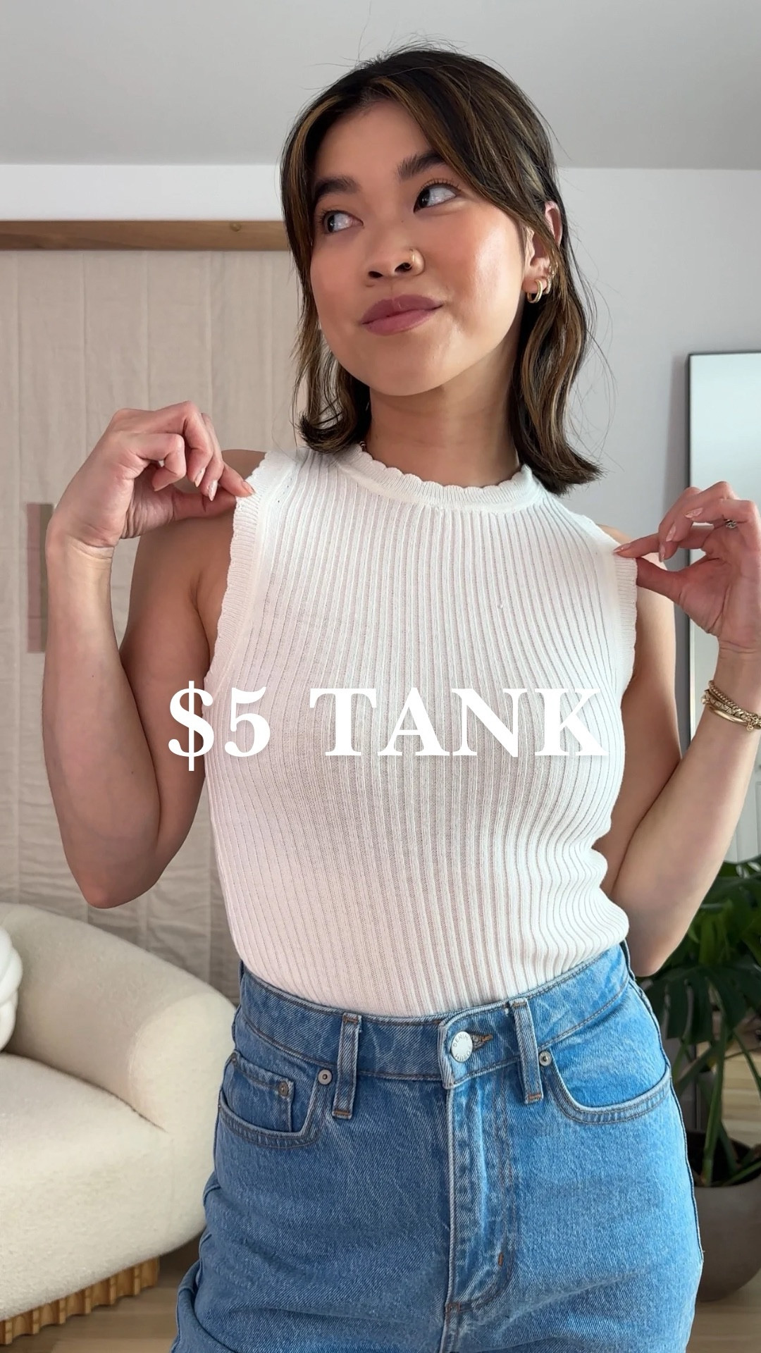 $5 scalloped tank!? Yes please!! Wearing an XS 

Spring outfits, spring style, spring fashion 

#LTKSeasonal #LTKWatchNow #LTKSaleAlert