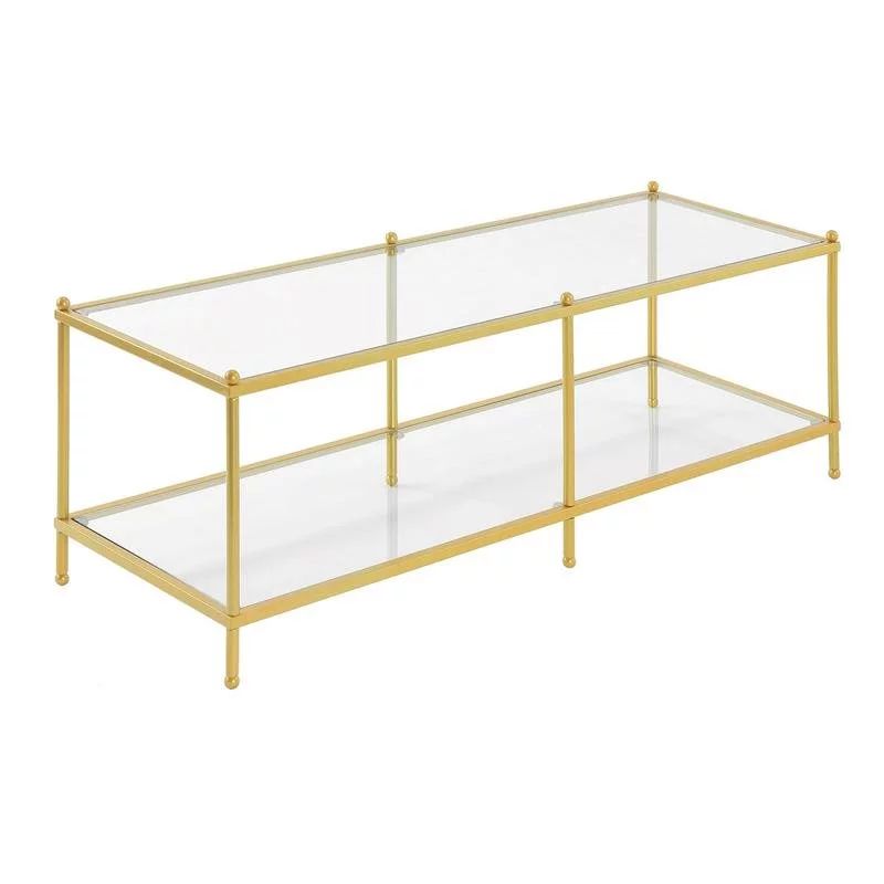 Pemberly Row Gold Metal Coffee Table With Clear Glass | Walmart (US)