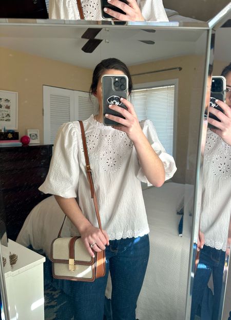 My recent H&M order just arrived and I thought it could be fun to try it on with y’all!

This is the type of top that gets a lot of wear in my wardrobe. This is a small and I wish it were a little bit thicker. I like the two different textures of this  crossbody bag and it’s surprisingly spacious!

H & M finds, spring fashion, summer fashion, affordable clothing, Easter dress, baby shower dress, church dress, summer style, blue and white dress, pink dress, casual dress, white jeans, floral tablecloth, leather and canvas crossbody bag, blue tweed lady jacket, trapeze style dress, white eyelet blouse, eyelet cover up

#LTKfindsunder50 #LTKfindsunder100