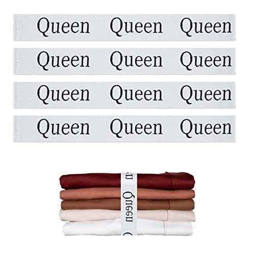 4PCS Bed Sheet Organizer Bands, Storage Labels and Sheet Keepers for Linen Closet - Elastic Bedding Straps for Foldable Bedsheet, Pillow Case, Duvet (Queen) | Amazon (US)