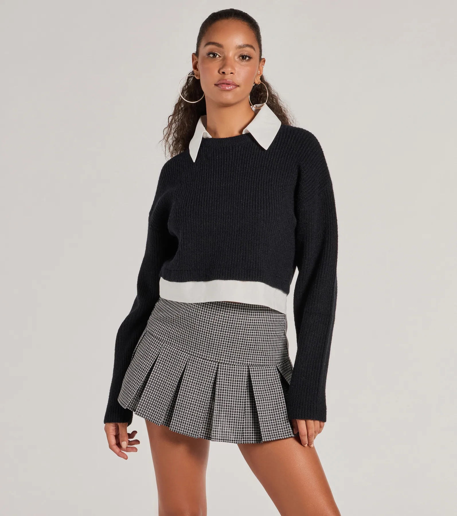 Preppy Aesthetic Collared Crew Neck Sweater | Windsor Stores