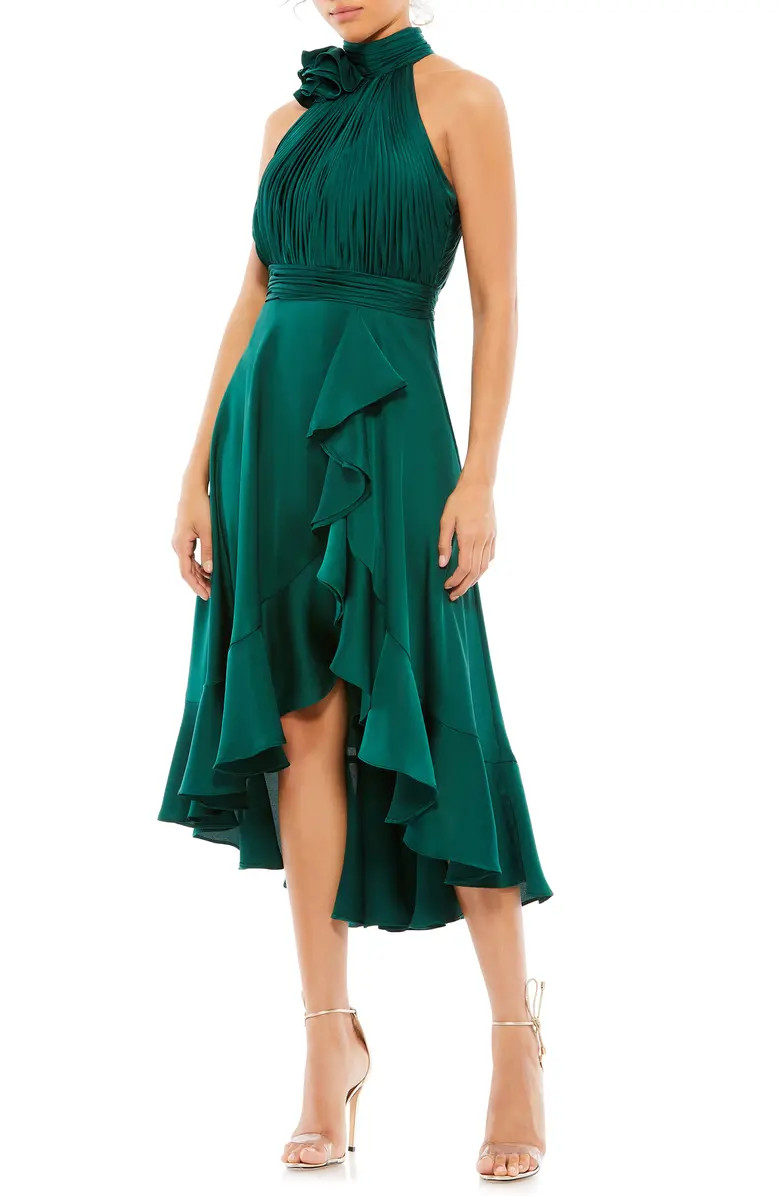 Mac Duggal Halter Neck High-Low Satin Cocktail Dress | Nordstrom | Nordstrom