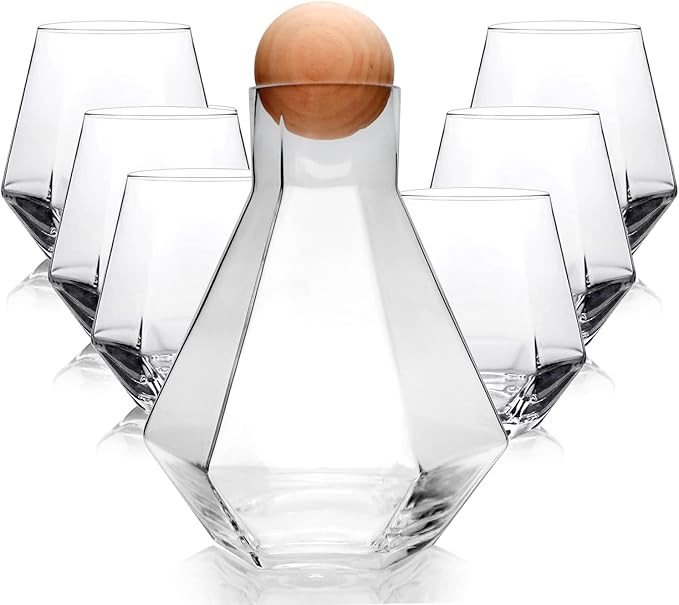 Cadamada Wine Decanter,Diamond Carafe Set with Cork Ball Stopper,Delicate Decanter Set for Tequil... | Amazon (US)