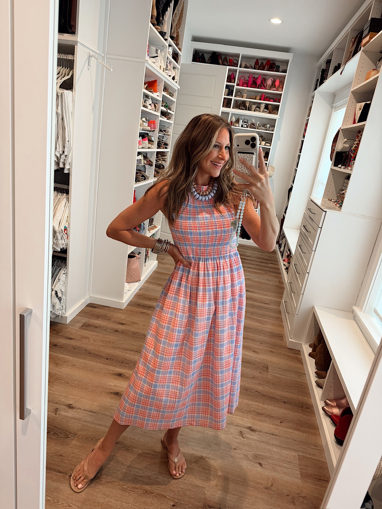 In a small dress, necklaces, sandals and accessories- fits tts.

#LTKootd #LTKmomlife #LTKSeasonal