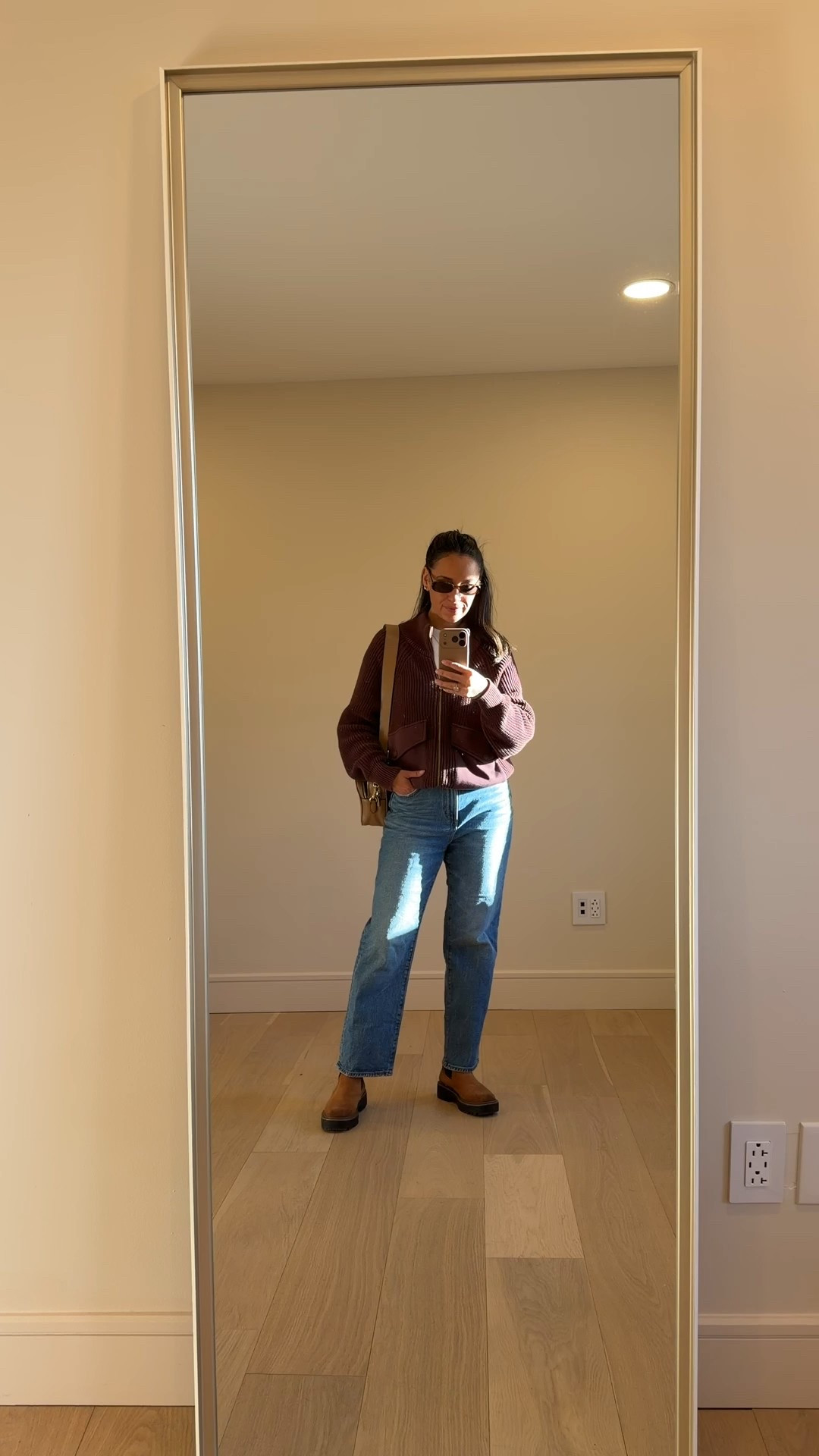 Black Friday shopping outfit 
Casual weekend look
 Varley sweater 
Loft jeans- MY FAVE! 
brown boots 
Personalized bag! 

#LTKootd #LTKOver40 #LTKSaleAlert