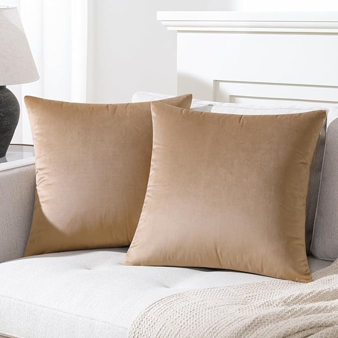 Mixhug Decorative Throw Pillow Covers, Velvet Cushion Covers, Solid Throw Pillow Cases for Couch ... | Amazon (US)