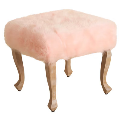 Faux Fur Ottoman with Wood Legs - HomePop | Target