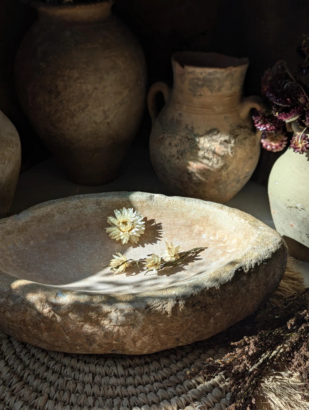 Large Vintage Stone Bowl - Etsy | Etsy (US)