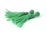Mint Green Tassel Earrings Beaded Long Clip On Statement Fringe Bridesmaid Gifts | Amazon (US)