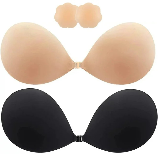 SOMER 2 Pairs Backless Bra, Sticky Bra, Reusable Adhesive Bra, Strapless Bras for Women, Push Up ... | Walmart (US)