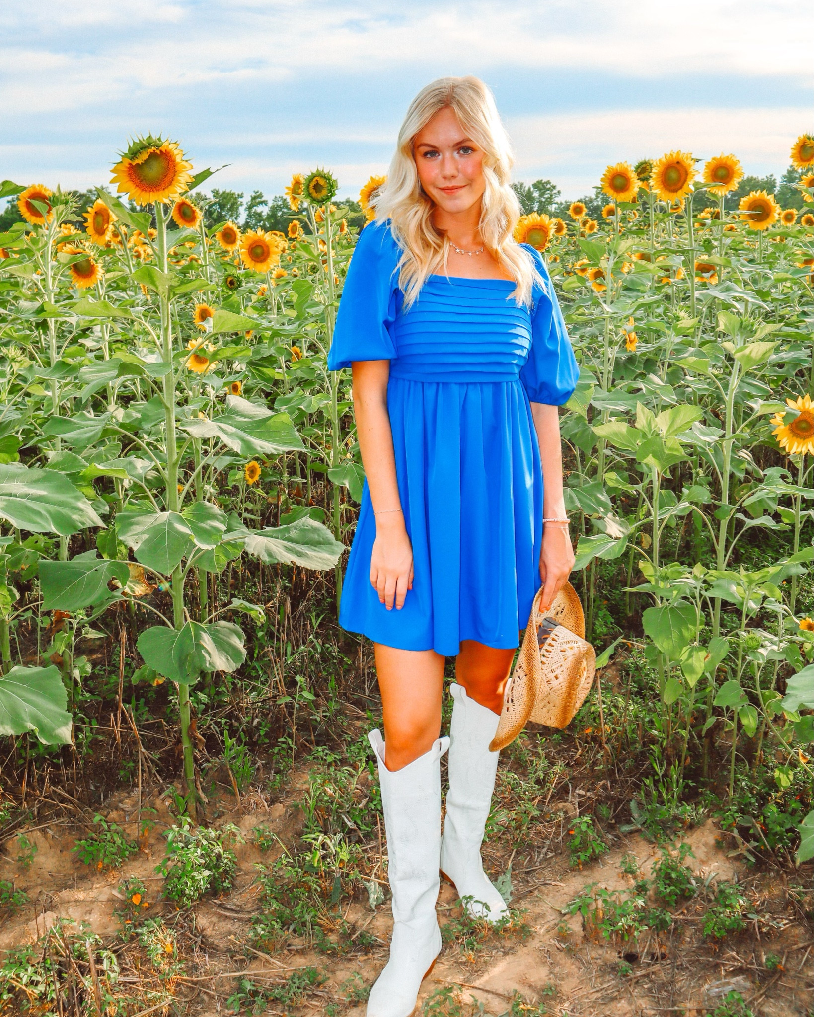 Blue dress and white cowboy boots 
Brown straw cowboy hat
#amazon #amazonfit #dress #blue #longwhitecowboyboots #shein 

#LTKShoeCrush #LTKFindsUnder50 #LTKStyleTip