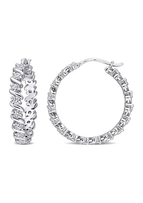 1.25 ct. t.w. Created Moissanite Hoop Earrings in Sterling Silver | Belk