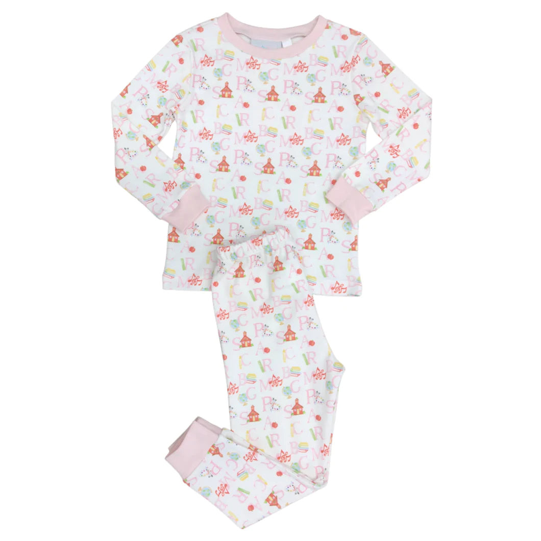 Girls Two Piece Jammies- Back to School Knit | Haute Totz