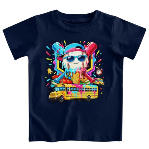 Funnycokid Toddler Boys Back to School Shirts Size 5 6 Navy Blue Baseball | Amazon (US)