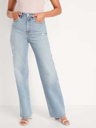 Extra High-Waisted Ripped Wide-Leg Jeans for Women | Old Navy (US)