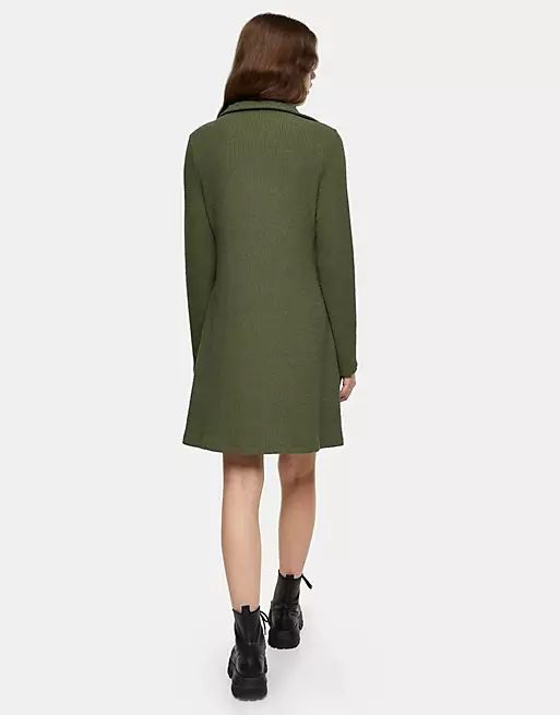 Topshop collared mini dress in green | ASOS (Global)