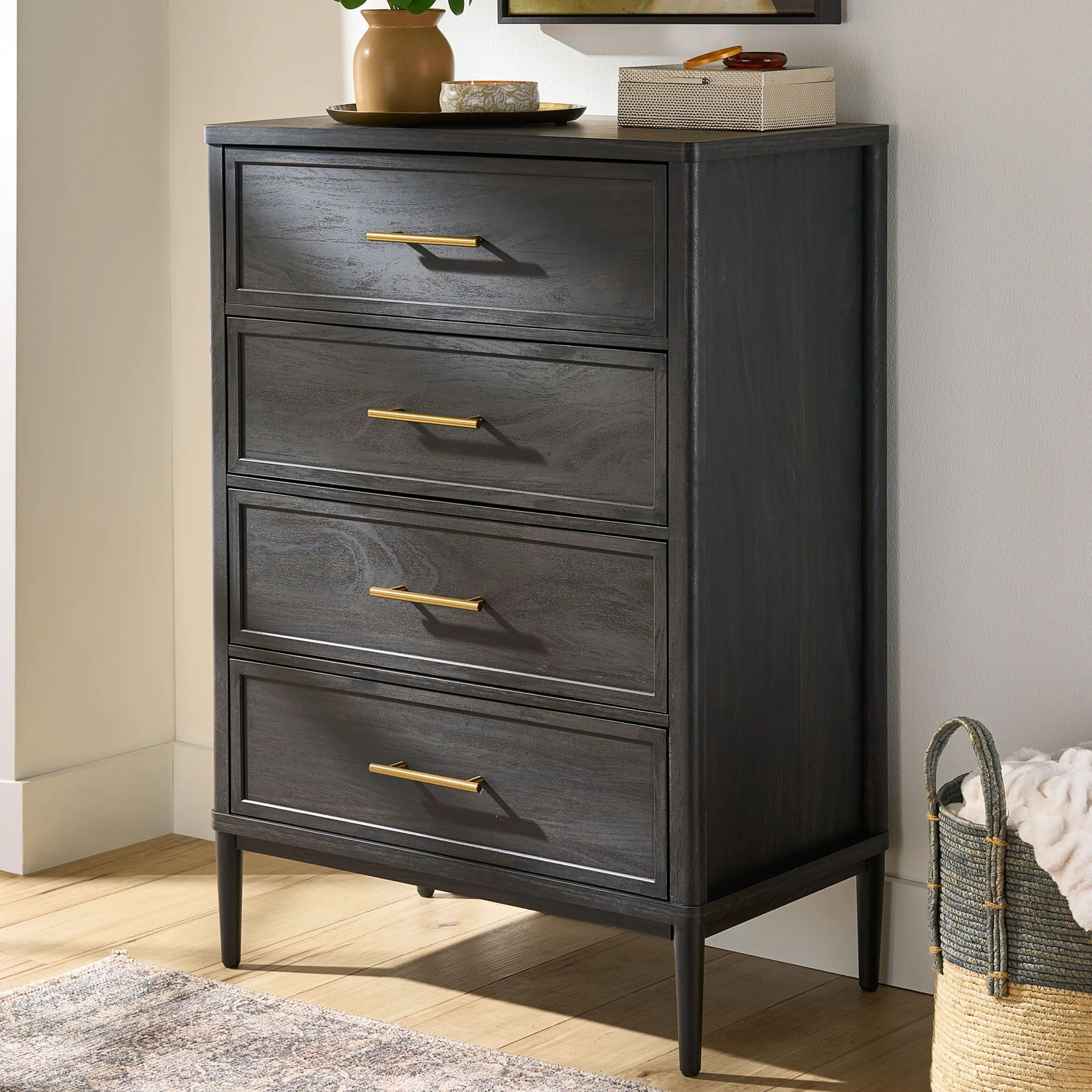 Better Homes & Gardens Oaklee 4-Drawer Dresser, Charcoal Finish - Walmart.com | Walmart (US)