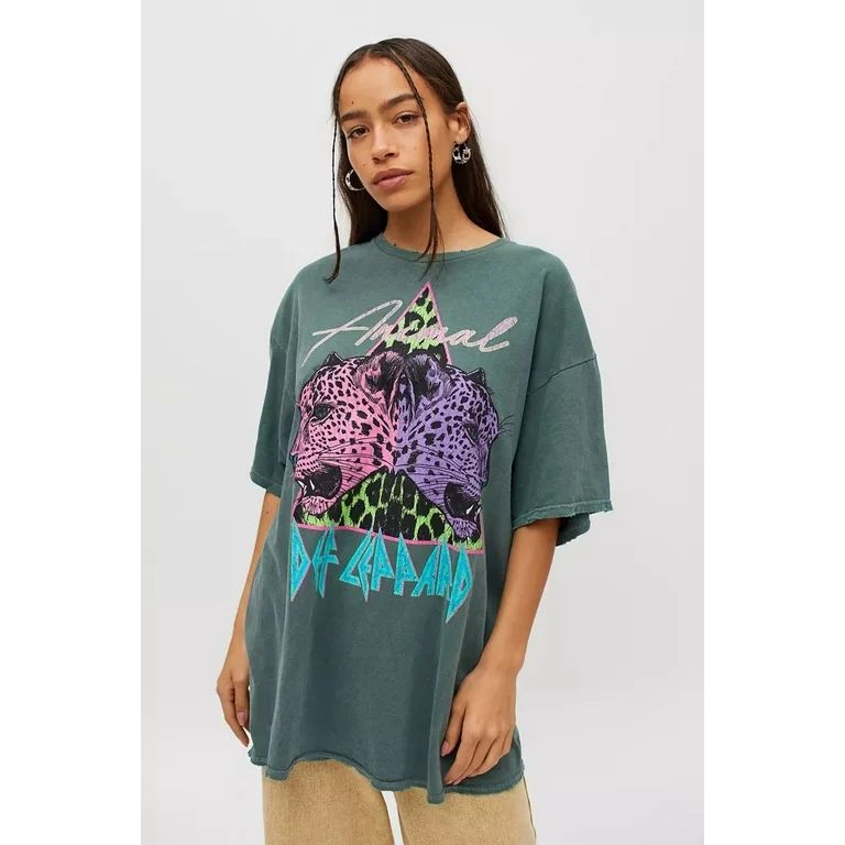 Urban Outfitters Women's X Def Leppard Animal Oversized Fit Tee T-Shirt Dress (Large/X-Large, Gre... | Walmart (US)