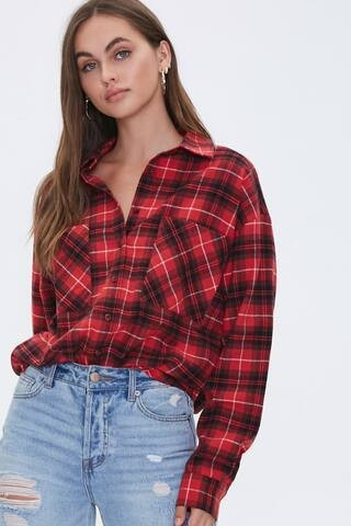 Plaid Curved-Hem Shirt | Forever 21 (US)