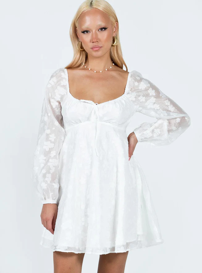 Marceau Long Sleeve Mini Dress White | Princess Polly US