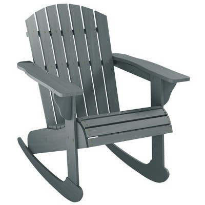 Outsunny Rustic Wooden Adirondack Rocking Chair Outdoor Lounge Chair Fire Pit Seating with Slatted Wooden Design for Patio, Backyard, Gray | Target