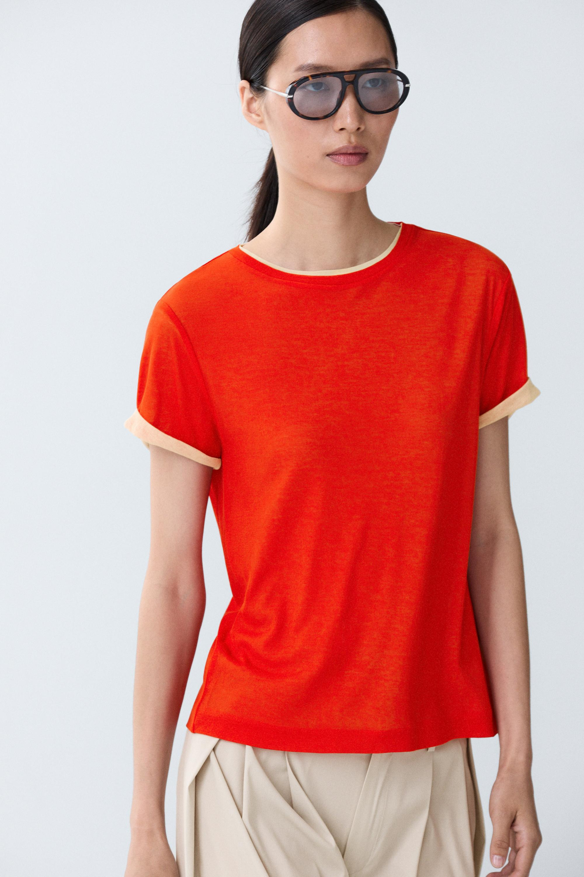 Double-layer short sleeve T-shirt | Massimo Dutti US