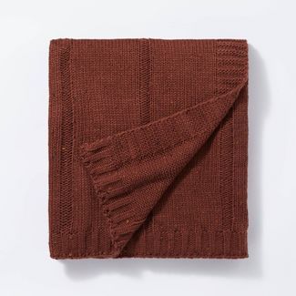 Woven Striped Knit Throw Blanket Mahogany/Neutral - Threshold™ designed with Studio McGee | Target
