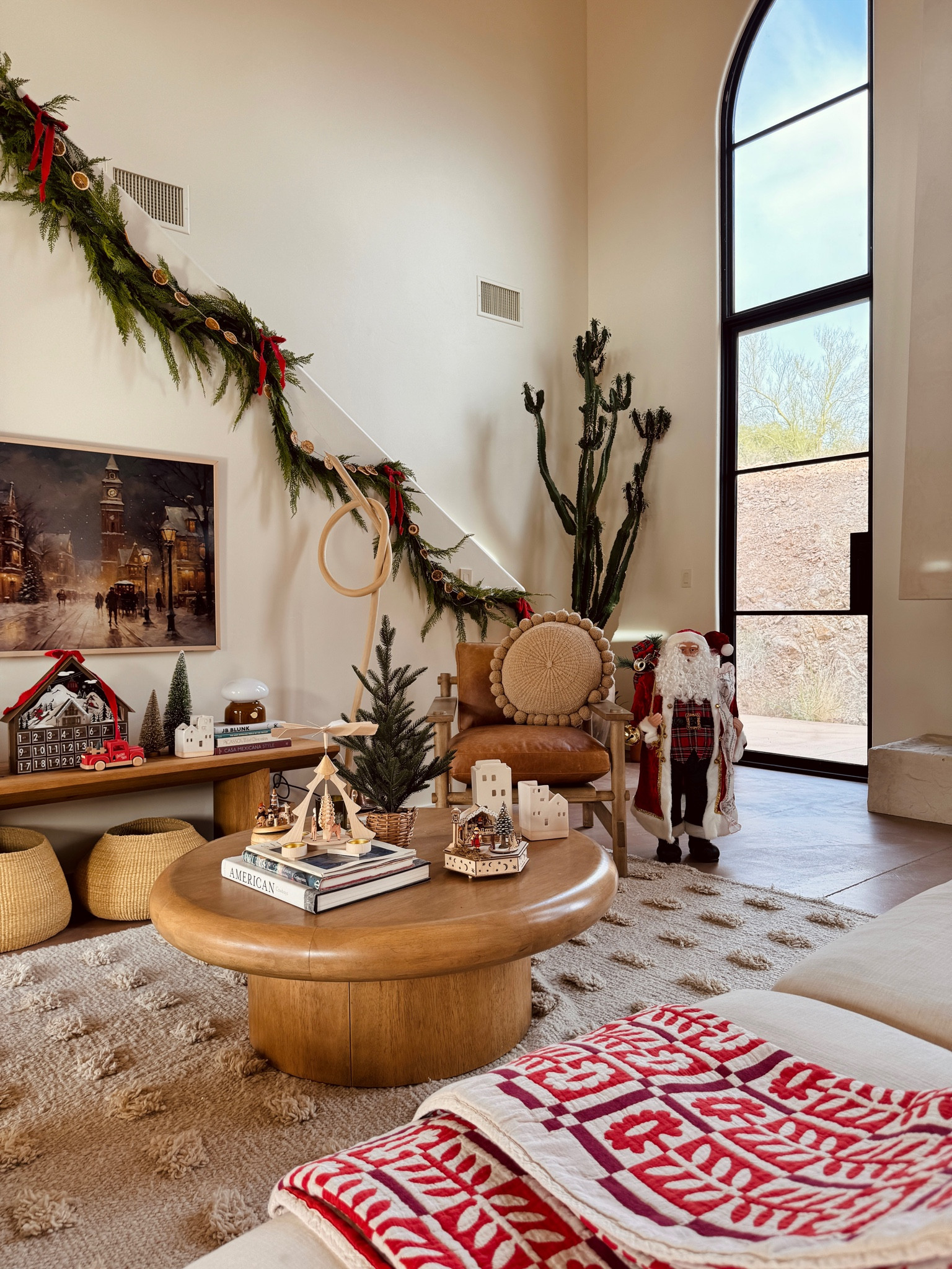 Cozy living room Christmas vibes. I’m obsessed with all the pops of red and this printed Schoolhouse quilt - currently 25% off for Black Friday! 

#LTKHoliday #LTKSeasonal #LTKHome