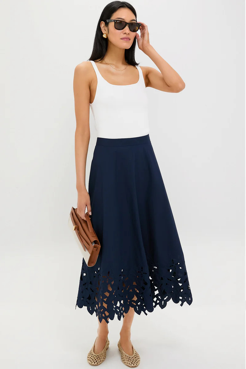 Navy Cotton Eyelet Caldwell Skirt | Tuckernuck (US)